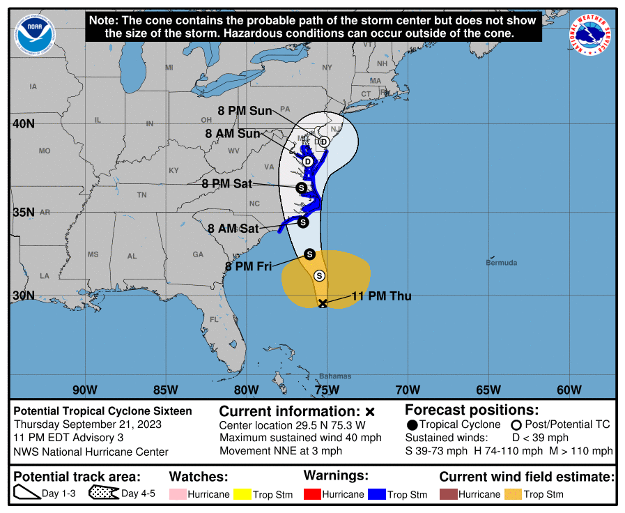 LimWeather's tweet photo. #PTC16 is forecast to peak =>60mph #TropicalStorm before #NorthCarolina landfall, affecting M-ATL incl #NewYorkCity,#WashingtonDC, S #NewEngland incl #Boston #Tropicswx #Wxtwitter #HurricaneSeason2023 #HurricaneSeason #TropicalStormOphelia #Ophelia #SCwx #NCwx #VAwx #DEwx #MDwx https://t.co/nYHnLIBuaN