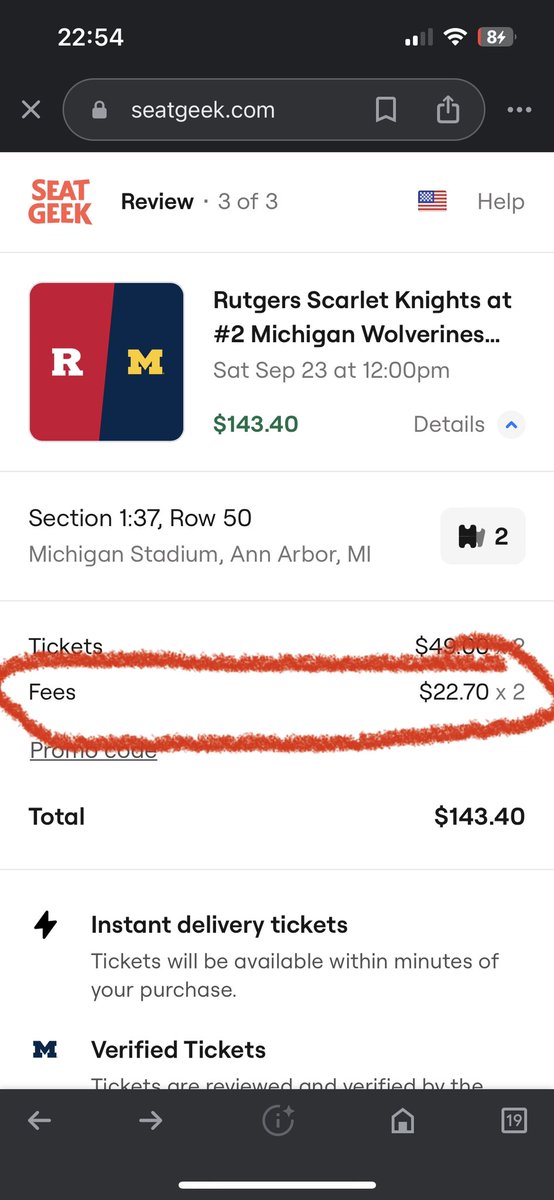 Rob39Newton's tweet photo. screw you, @umichtix @SeatGeek https://t.co/FJxqXHV1r7