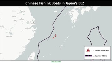 Map of Chinese fishing boats in Japan's EEZ. 