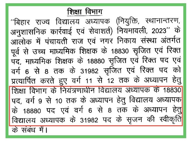 बिहार में शिक्षक बहाली के दूसरे चरण में 70,000 शिक्षकों की नियुक्ति होगी।

प्रथम चरण में 1,70,461 से अधिक शिक्षकों की भर्ती के लिए परीक्षा का आयोजन किया जा चुका है।

हम लोग Event के PM (Prime Manager) नहीं बल्कि जो कहते है उसे धरातल पर उतारते है।

#बिहार में बहार
नौकरियाँ अपार!