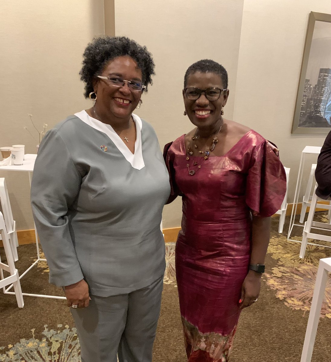I spoke on a panel at the Global Africa Business Initiative @GlobalAfricaBiz event today. The speaker before my panel was one of my favorite leaders! The champion of equitable access to finance for developing countries, Barbados Prime Minister @miaamormottley.