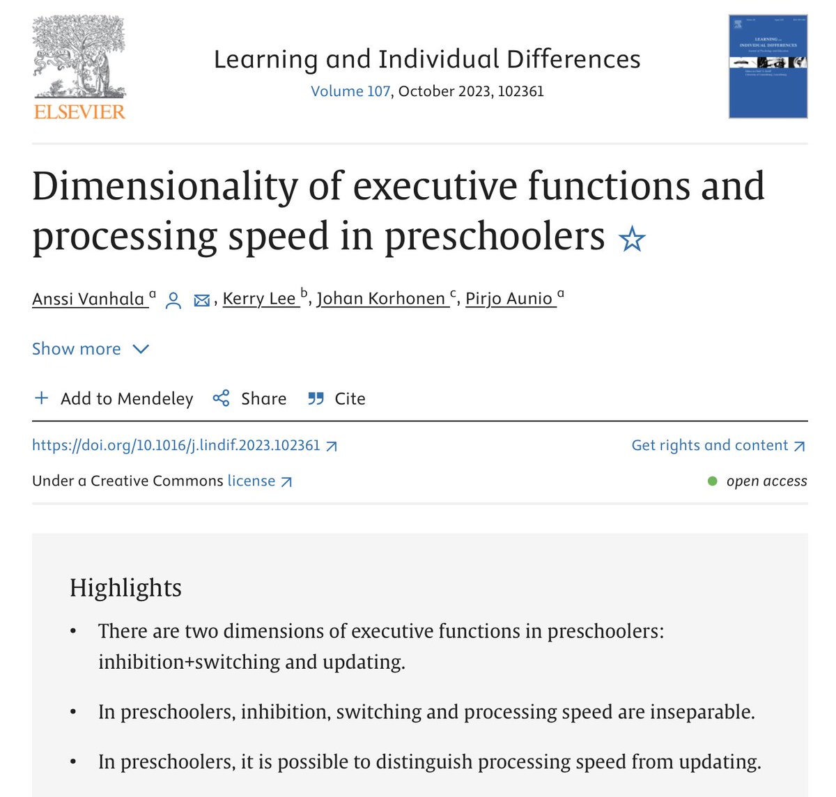 🧮New paper by ECE HOD Prof Kerry Lee and his collaborators from Finland - Anssi Vanhala (@AnssiVanhal), Dr. Johan Korhonen (<a href="/johan_korhonen/">Johan Korhonen</a>) &amp; Prof Pirjo Aunio (<a href="/AunioPirjo/">Pirjo Aunio</a>)! Available here: sciencedirect.com/science/articl… #ECE #EdUHK #psychology #research