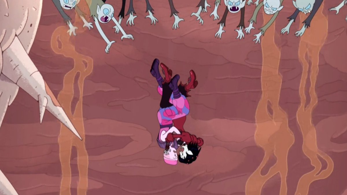cavehag's tweet photo. fionna and cake spoilers

just in case you missed it. in one universe you are mutually assured for destruction and you are staking her heart and she’s sucking out your soul and in another universe you are kissing and holding hands and running away from your mum’s snotty party https://t.co/WpO6j8NINw
