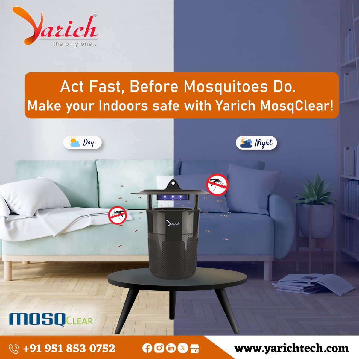 YarichTech's tweet photo. Protect Your Haven from Mosquitoes - Order 𝐘𝐚𝐫𝐢𝐜𝐡 𝐈𝐧𝐝𝐨𝐨𝐫 𝐌𝐨𝐬𝐪𝐂𝐥𝐞𝐚𝐫 Today!

𝐄𝐦𝐚𝐢𝐥 -  info@yarichtech.com
𝐂𝐨𝐧𝐭𝐚𝐜𝐭 𝐔𝐬:- 95185 30752

#MosqClear #IndoorMosquitoControl #MosquitoFreeHome #NoMoreMosquitoes #yarich #yarichtech https://t.co/gzBPxA7rUD