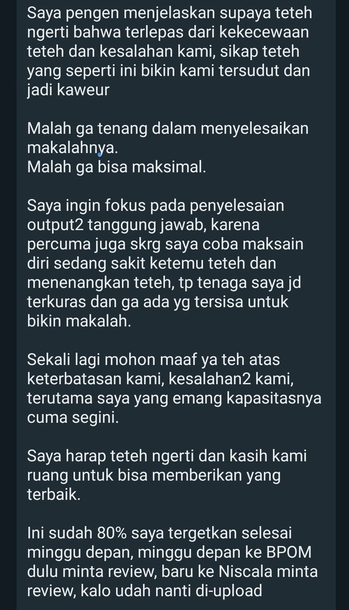 dewiisofia's tweet photo. Malah ga tenang, malah ga maksimal. Ya itu sih konsekuensi dr menunda pekerjaan buk. Sy baru ngasih ulti sekarang loh. Bulan2 kemarin sy iya in, sy cb ngertiin, tp ya disalip mulu sm klien yg lain mentang2 ngasih fresh cash. https://t.co/MfW3QktmmP