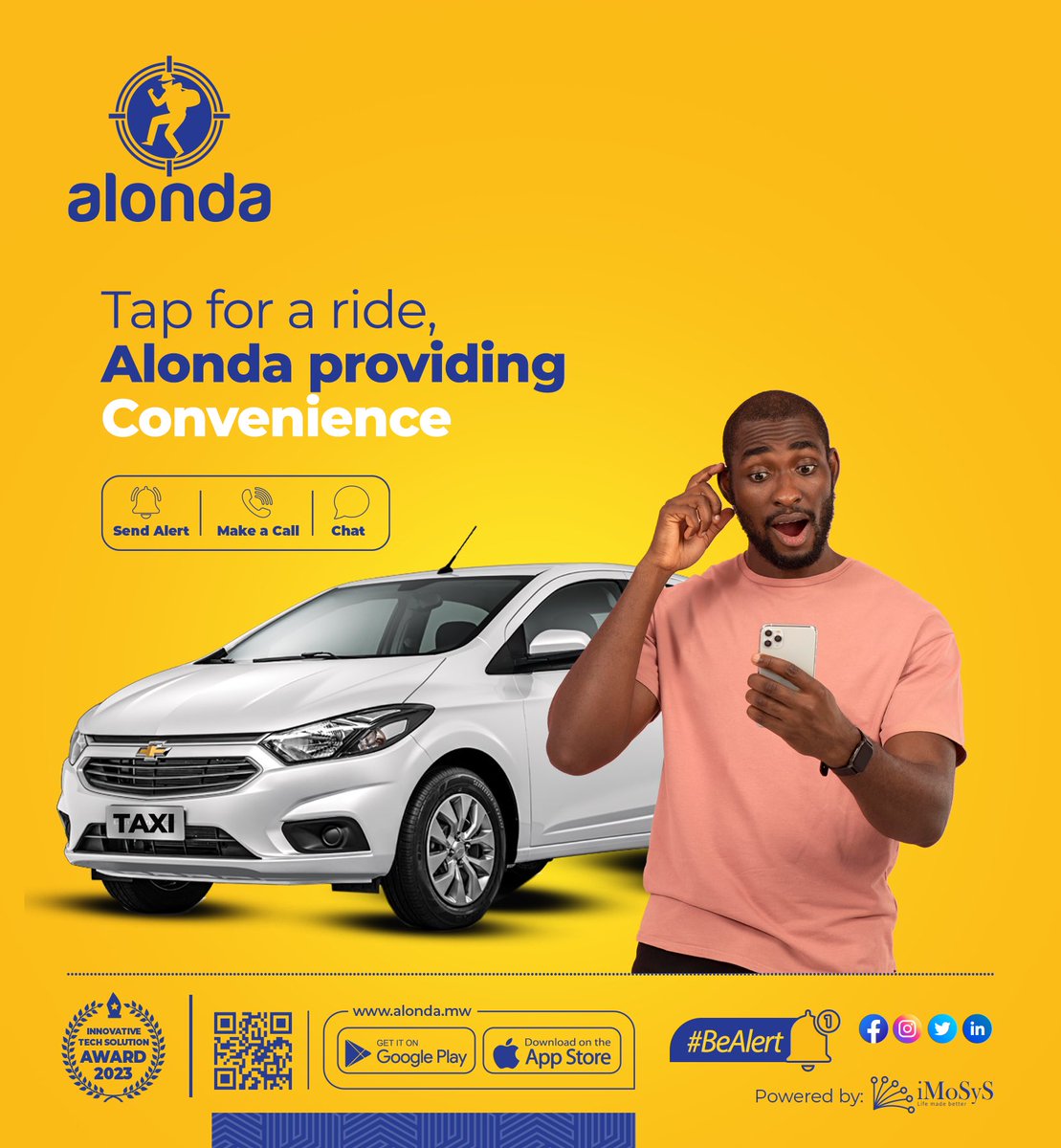 alonda_mw's tweet photo. Don’t be stranded this weekend, call a taxi using alonda.
Download and try Alonda here 👇
Android
https://t.co/HHftcZqZWq
Apple
https://t.co/KZ7pMLRh9O
#taxi #malawi #alonda #Digitalsolutions #squad https://t.co/A2duVtlWqD