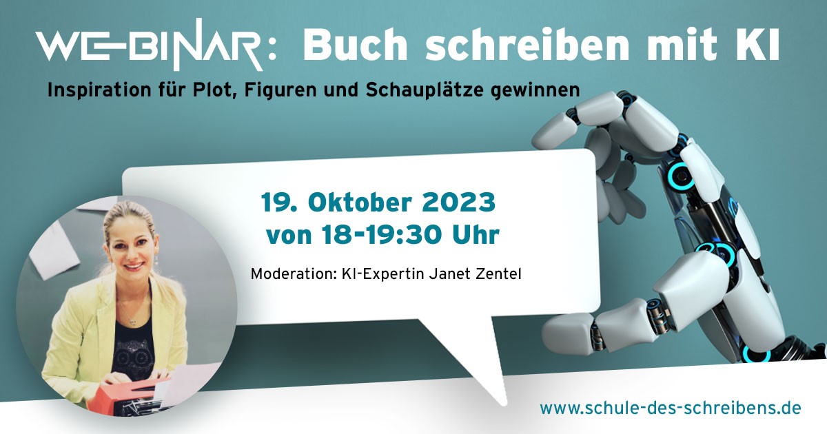 Das Thema „Künstliche Intelligenz“ ist in aller Munde. Im #Webinar am 19.10 zeigen wir euch, welche Möglichkeiten #KI für Autoren beim Schreiben eines Buches bietet – als Inspirationsquelle oder beim Entwerfen von Plots, Figuren oder Schauplätzen.
Infos: facebook.com/events/8469813…