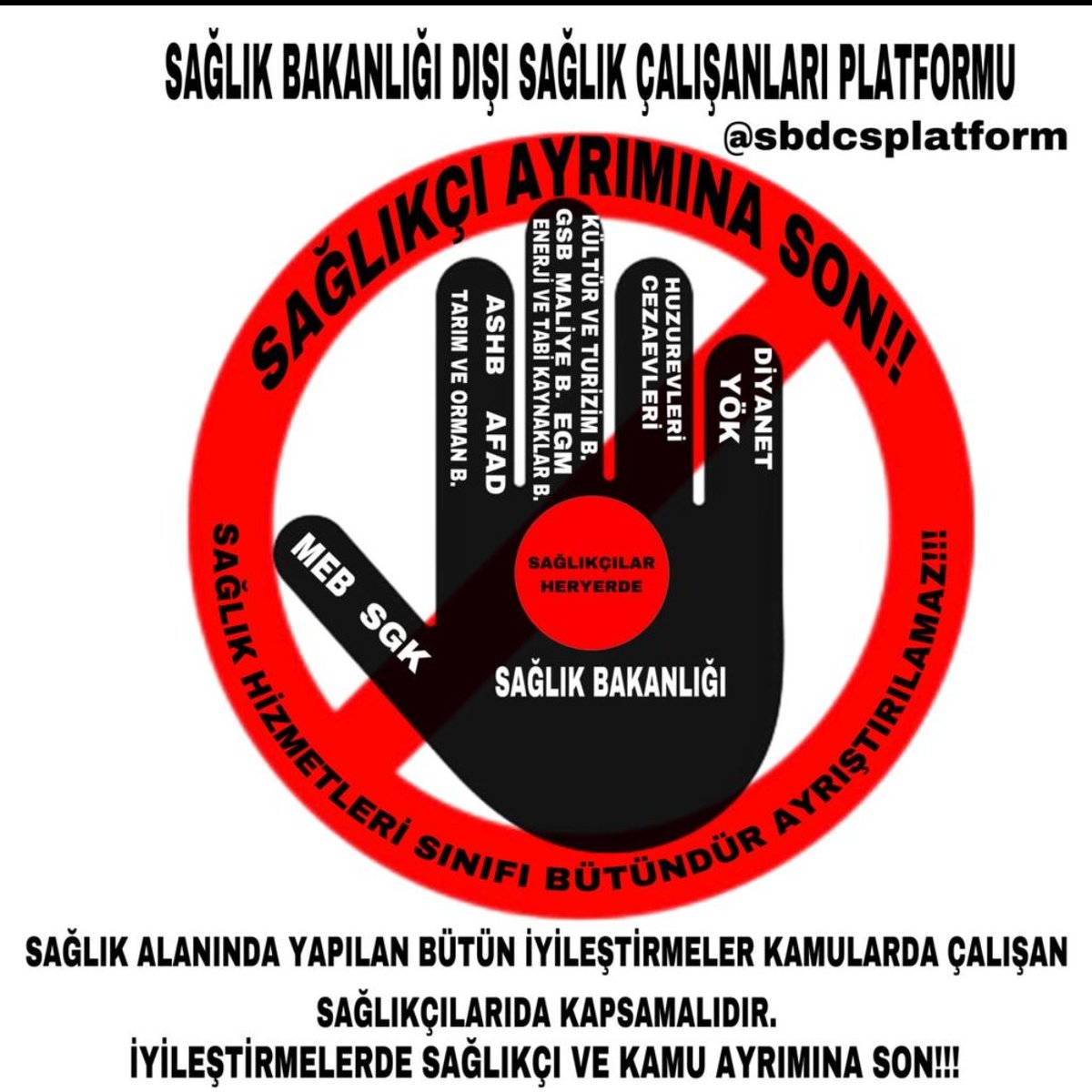 Sağlık Bakanlığı Dışı Kamularda Çalışan Hekim Dışı Kamu Sağlıkçıları  1 Ekimde  
<a href="/TBMMGenelKurulu/">TBMM Genel Kurulu</a>
 nda gündem maddelerinde yer almak istiyor. Özlük Kayıplarındaki adaletsiz son bulsun istiyor.
@sbdcsplatform

<a href="/drfahrettinkoca/">Dr. Fahrettin Koca</a>

<a href="/aylinyaman_/">Dr. Aylin Yaman</a>