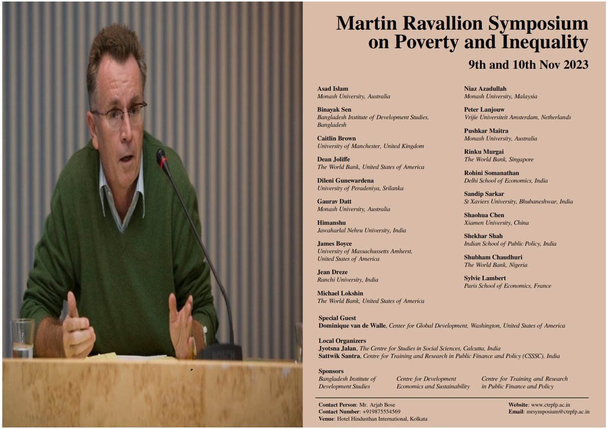 Monash CDES (@cdes_monash) on Twitter photo We are co-hosting this conference in Kolkata, India, in honour of <a href="/MartinRavallion/">Martin Ravallion</a>, one of the <a href="/CDES_Monash/">Monash CDES</a> advisors who left us too early and made a significant contribution on our understanding of poverty and inequality. Impressive line-up of speakers: We are co-hosting this conference in Kolkata, India, in honour of <a href="/MartinRavallion/">Martin Ravallion</a>, one of the <a href="/CDES_Monash/">Monash CDES</a> advisors who left us too early and made a significant contribution on our understanding of poverty and inequality. Impressive line-up of speakers: