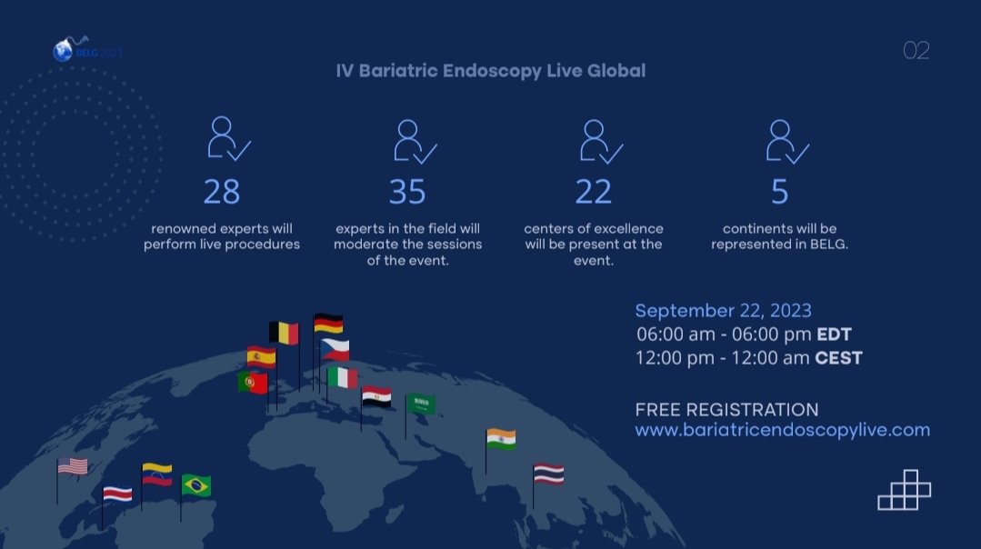 Chris Thompson, MD (@metabolicendo) on Twitter photo Bariatric Endoscopy Live - Global <a href="/BariatricLive/">Bariatric Endoscopy Live Global</a> starts this Friday at 6AM EDT! LIVE cases highlighting different techniques from 22 centers of excellence from around the world. Hope you can join us! Registration free at bariatricendoscopylive.com/#page-register
#obesity #bariatric #GITwitter Bariatric Endoscopy Live - Global <a href="/BariatricLive/">Bariatric Endoscopy Live Global</a> starts this Friday at 6AM EDT! LIVE cases highlighting different techniques from 22 centers of excellence from around the world. Hope you can join us! Registration free at bariatricendoscopylive.com/#page-register
#obesity #bariatric #GITwitter