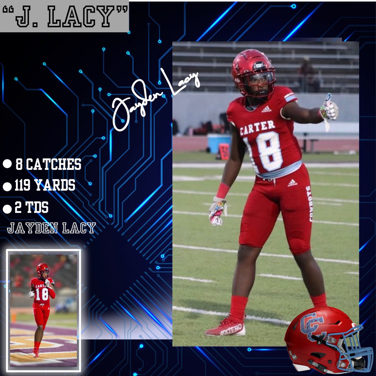 User: @5starrrjayyy_ 

Pos: WR

Grad Year: 2026

Already having a breakout year as a Sophomore, this 6’2 receiver is a load to handle off the line or in the open field. 

Recruit the Storm 

hudl.com/v/2LjCVr