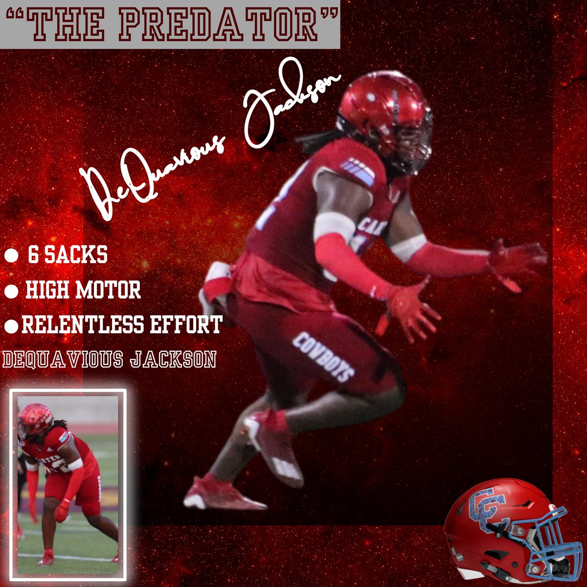 User: <a href="/Quafa5/">Quafa6</a> 

Pos: DE/LB

Grad Year: 2024

Got Sacks⁉️ Qua is already 4 sacks away from breaking last years sack record in only 4 games played. He lives in the backfield. 

Recruit the M.⚡️.B

hudl.com/v/2LcGLa