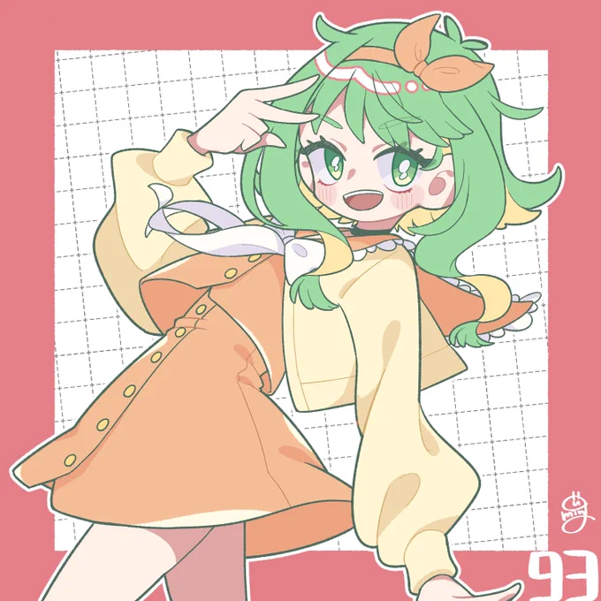 93 GUMI(VOCALOID)GUMIちゃんと出会ってからマイキャラやキャラクリ系いっつもこの髪型93 