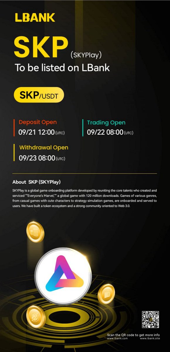 Exciting News: SKP to Be Listed on LBANK - lbank.com

Dear SKYPlay Community,

The SKYPlay team is excited to announce that SKP, will be officially listed on one of the world's leading cryptocurrency exchanges, LBANK.

Please check the detail
support.lbank.com/hc/en-gb/artic…