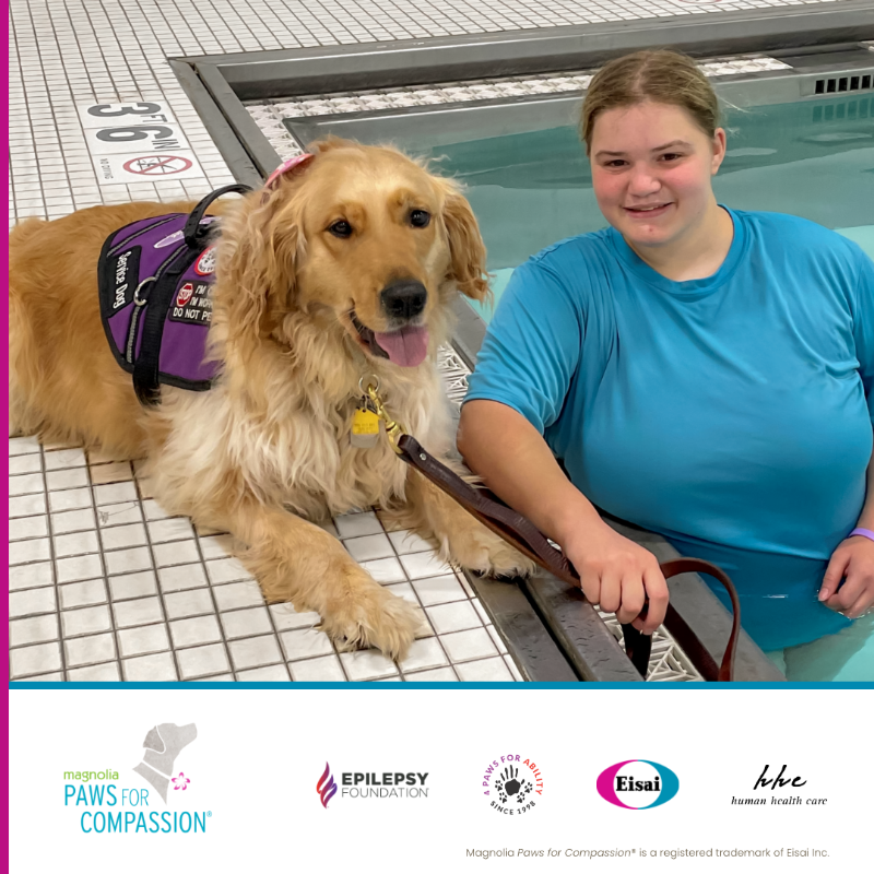 EisaiUS's tweet photo. This #NationalServiceDogMonth letโs โpawsโ to honor the dogs โ big and small โ that work to support people living with seizure disorders and other conditions. Along with our #PawsForCompassion partners, @4PawsforAbility and @EpilepsyFdn, we say THANKS!