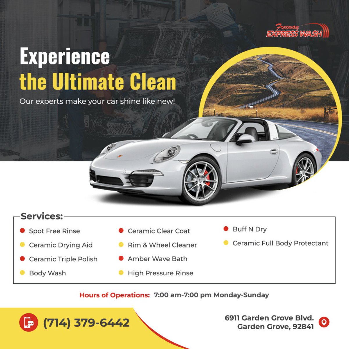 Freeway_Wash's tweet photo. Go Unlimited Today!
Choose 1 of 3 Packages
Experience the Freeway Express difference!
🤩FREE Self Vacuums
📍6911 Garden Grove Blvd
☎️714-379-6442
-
https://t.co/1YrwGCBA5H
-
#freewayexpress #carwash https://t.co/xhwgr9WtF1