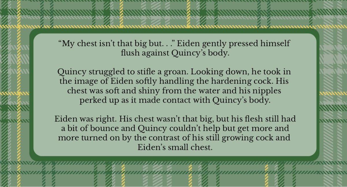 snowrelic88's tweet photo. A preview of my piece from the @QuincyZine 💛💚 if you want to read some domestic fluff of Eiden doing some household chores for Quincy and some bath time fun time check out "House Wife" !! And take a look at all the other wonderful works and pieces that everyone made 💚💛 https://t.co/DycCsMHUHv
