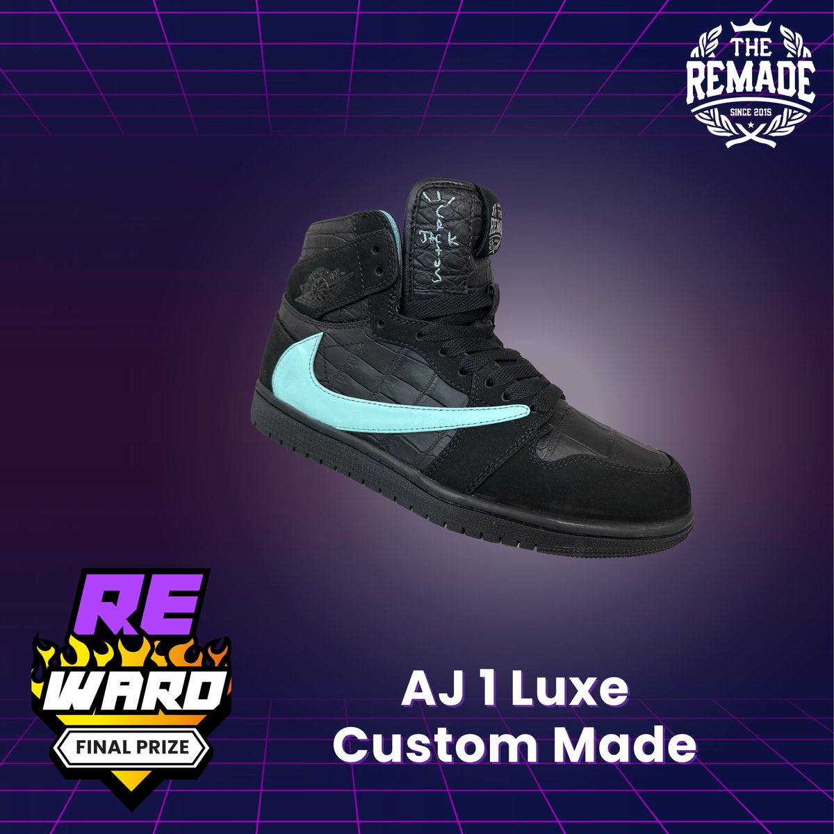 TheRemade_'s tweet photo. 🐊A Prize & Final Prize: The Remade x Nike Air Jordan 1 Luxe Custom Sneakers🐊
A Prize & Final Prize are the most luxurious in the "Tiffany" series.
"Luxe" uses alligator skin, known for its natural, lasting shine.
Tell me which Prize you like
#RNFT #sneakers #AJ1 #Echiban https://t.co/nvw31ViSwf