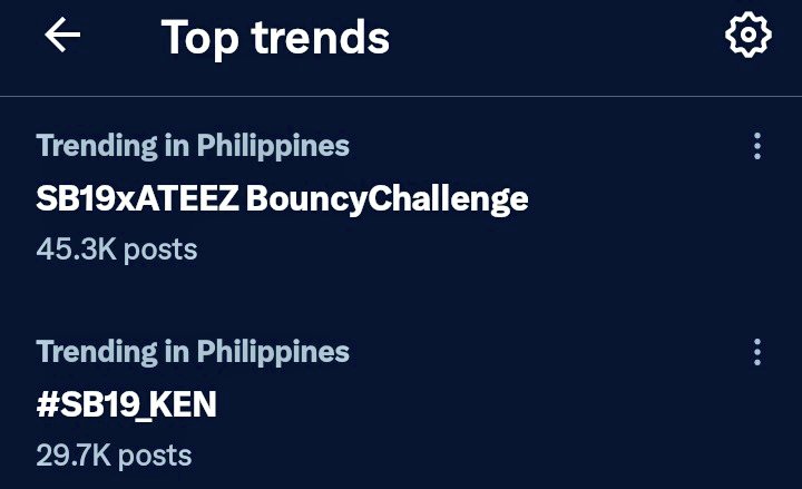 nasa top Trending list padin ang dalawa

SB19xATEEZ BouncyChallenge
#SB19CRIMZONEonHollywood
@SB19Official #SB19
#SB19_KEN | #SB19xATEEZ