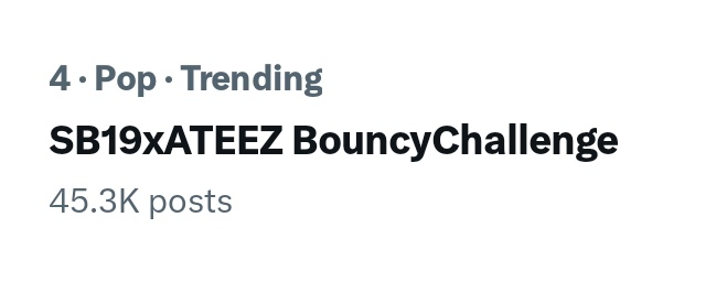 A'TIN and ATINYs are really something. How did they manage to maintain the top 5 trend since yesterday? It's amusing honestly. Anwys, I'm so happy to see them together! 

The Kpop and Ppop live performances monsters! 🔥

SB19xATEEZ BouncyChallenge
#ATEEZ @ATEEZofficial #에이티즈