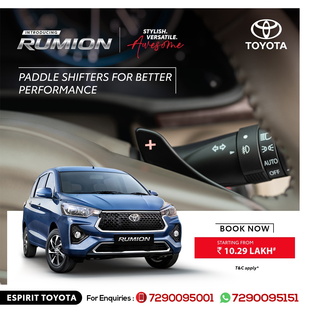 Espirit_Toyota's tweet image. Experience precise control &amp;amp; better performance with the convenience of paddle shifters. Whether you&apos;re navigating city streets or hitting the open road, the #ToyotaRumion🚘 ensures a dynamic driving experience.
Visit- bit.ly/rumion #PaddleShifters #PerformanceDriving