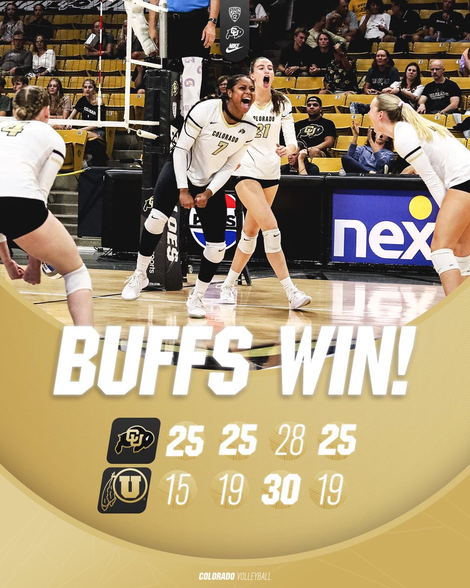CUBuffsVB's tweet photo. Buffs win their first Pac-12 game!!

How it happened ⤵️
🔗https://t.co/NKhciAFtXu https://t.co/0MGG0JSUwl