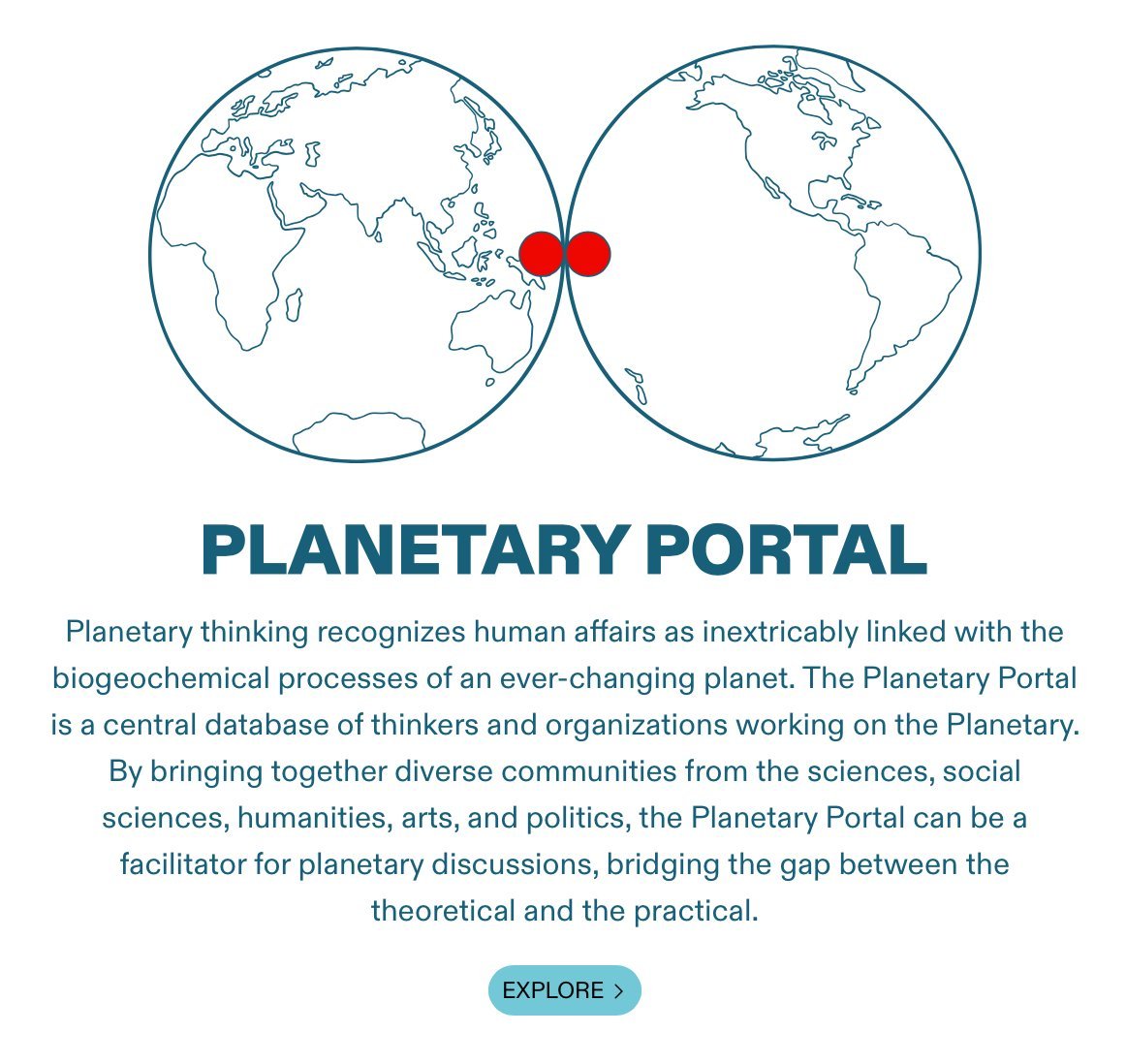 The Planetary Portal - a hub for institutions around the world that are working on or within a planetary framework planetaryportal.org via @FredericHanusch cc @indy_johar @AndreaSiodmok