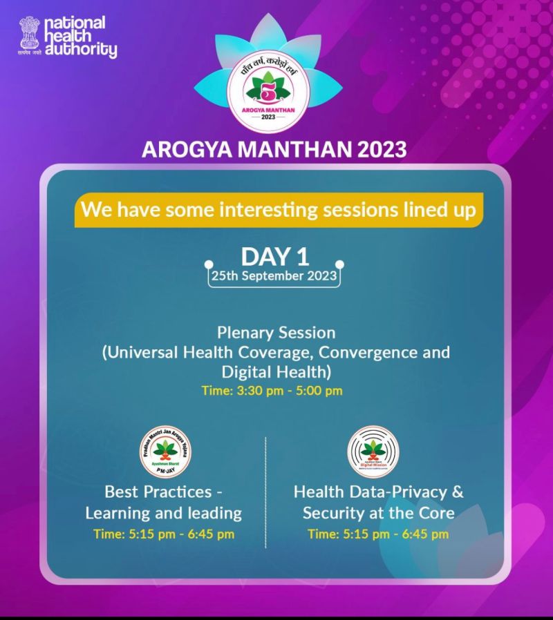 AddlCEONHA's tweet photo. Day 1 of #ArogyaManthan2023 is going to be filled with exciting sessions. 

Our speakers are all set to share their experiences &amp; best practices to enable cross-learning, better service delivery, &amp; effective &amp; efficient implementation of the flagship schemes - #ABDM and #PMJAY. https://t.co/QW2D5kT8x8