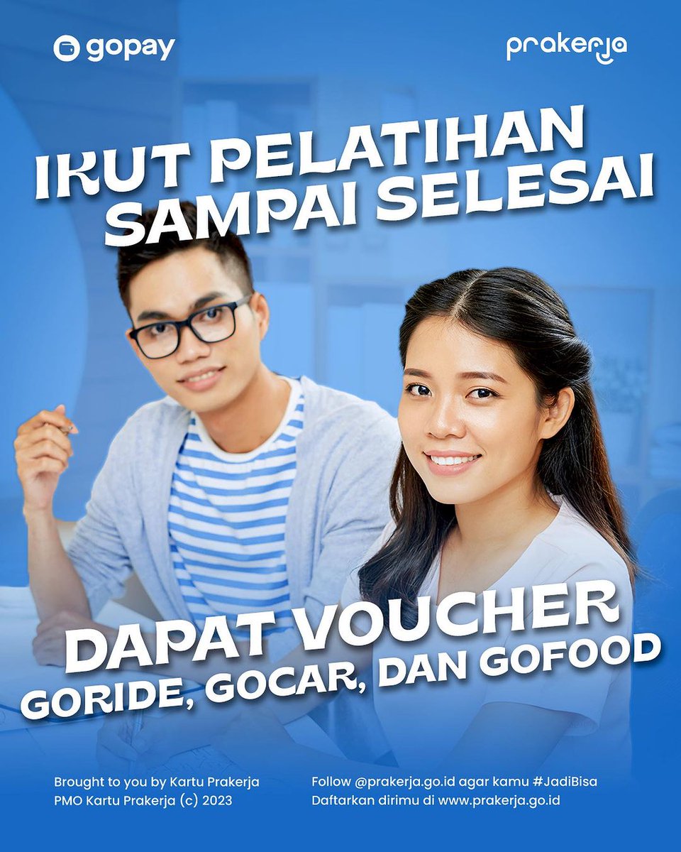LBLIA_Pusat's tweet image. Hadiah seru menanti jika kamu berhasil menyelesaikan program pelatihan #Prakerja dari #LBLIA.
Tersedia voucher Gopay senilai Rp310.000! 
Baca syarat dan ketentuannya ya, guys!

*) Berlaku untuk pembelian oleh peserta Gelombang 57 dan seterusnya selama voucher masih tersedia