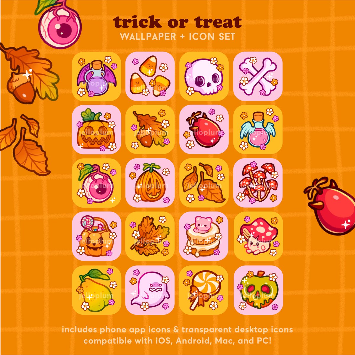 jelloplum_'s tweet photo. spooky month is right around the corner 👀🍂✨ make sure your screens are ready!! 

get trick or treat app icons now on @HandyTheme app! 🍂✨ https://t.co/rXqrW8lEcw