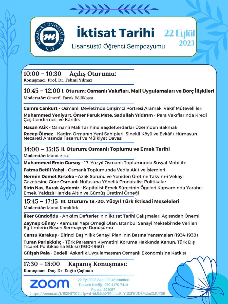 Çay ve kahveler ile birlikte ☕️
Saat: 10.00’da bekliyoruz…

Toplantı Kimliği: 980 4170 7414
Parola: 294057

Link:
zoom.us/j/98041707414?…