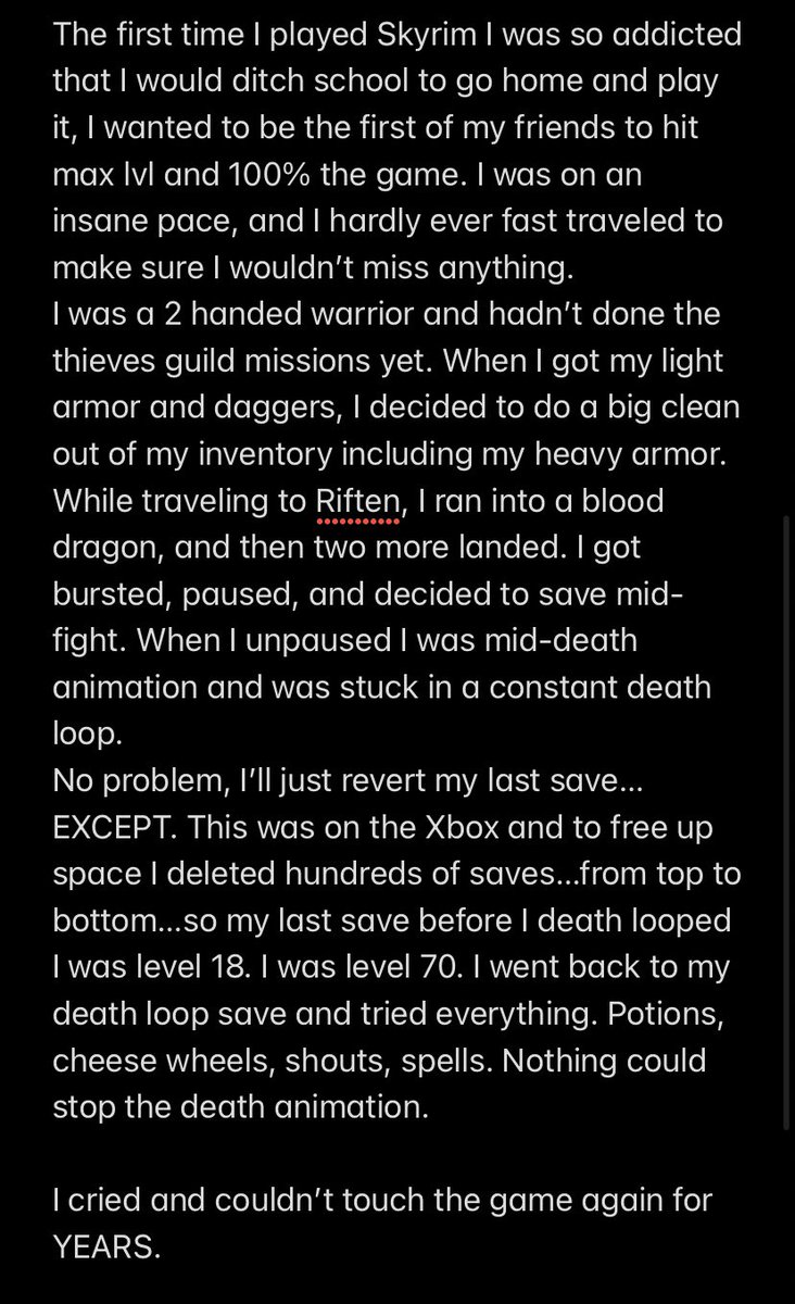 Charleemanderz's tweet photo. Had to share my Original Skyrim trauma https://t.co/54QaekV6hi