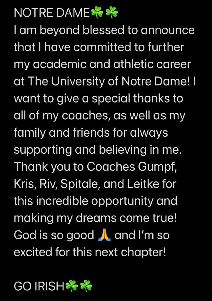 JETTorres2025's tweet image. The University of Notre Dame!!! I am Irish 鈽橈笍. @NDsoftball @NDcoachGumpf @2Ganeff @Rivie00 @j_spitale