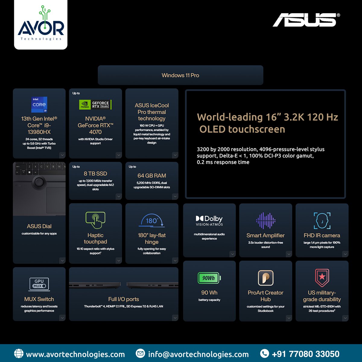 avortechnologie's tweet image. The ASUS ProArt Studiobook 16 OLED. Its relentless performance, extensive memory, and lightning-fast storage will unleash your imagination to its fullest potential. 💪

Call: +91 7708033050
Mail Us: info@avortechnologies.com

#ASUS #ProArt #Studiobook #Laptop #avortechnologies