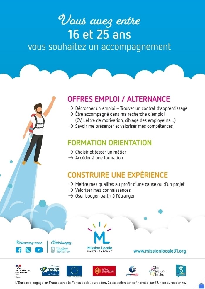Mercredi 2️⃣7️⃣ 🕑 🕔 ⏩️ #Revel
▶️ Un lieu éphémère MULTI INFOS pour tous les JEUNES : Mission Locale, Espace Infos Jeunes Revel,#Pôleemploi #VillefranchedeLauragais et en collaboration Comité Bassin Emploi Lauragais-Revel-Sorezois <a href="/MichelCauj/">Michel Caujolle</a> @Poleemploi_oc <a href="/Missionlocale31/">Mission Locale Haute-Garonne</a>