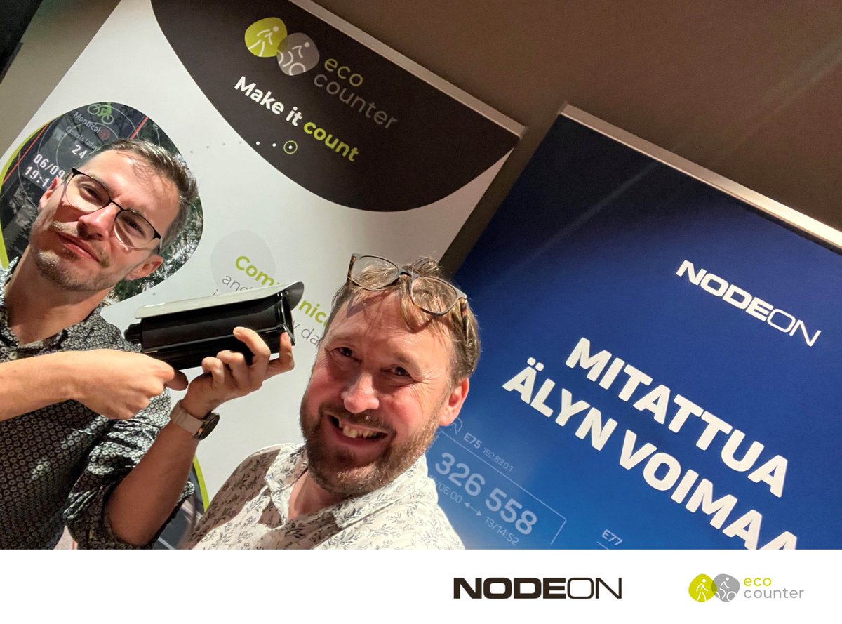 NodeonGroup's tweet photo. Nodeon ja Eco-Counter ovat valmiina VeloFinland-haastetta varten. PyörÀilyn pÀÀtapahtuma VeloFinland on juuri alkamassa Joensuussa, tervetuloa juttelemaan aktiivisen liikkumisen mittaamisesta! #ecocounter #nodeon #velofinland #pyörÀily #liikenteenmittaus #aktiivinenliikenne https://t.co/uHvUTNkaV7