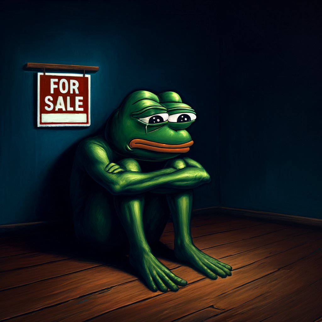 PepeChronicles's tweet photo. @CRYPT0DIAMOND @cultofpepeth #pepe selling his house after missing out on too many projects https://t.co/DlgQdAF7lV