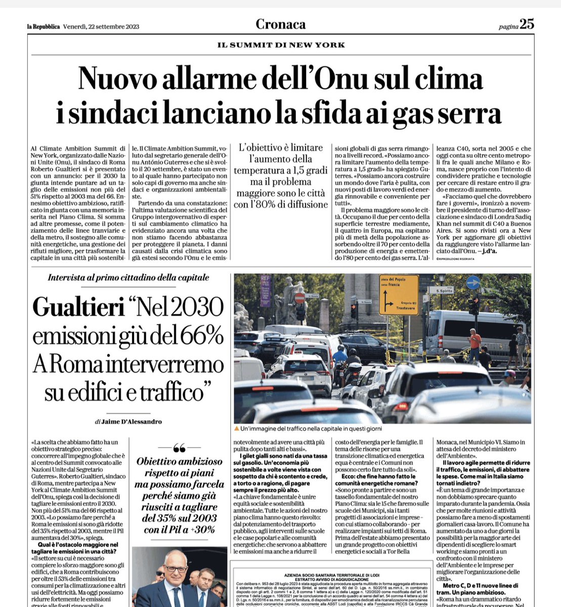 La versione di Gualtieri. Roma trasformata fra taglio alle emissioni, tram, metro e una diversa gestione della raccolta rifiuti. Oggi su <a href="/repubblica/">Repubblica</a>. #roma #SmartCity