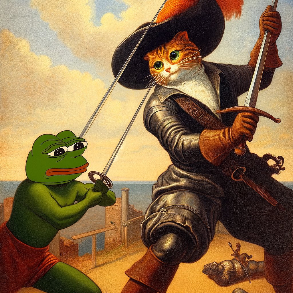 PepeChronicles's tweet photo. @TheZeusToken @namwcj @pepecoineth Pepe loves dogs and fights Puss in Boots https://t.co/LHISL9X1sH