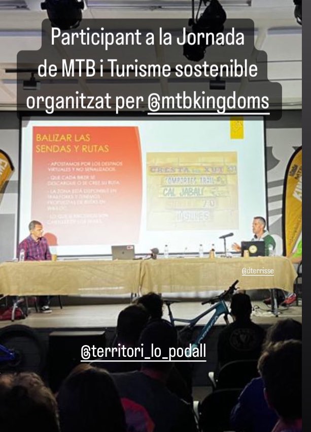 Imagen de nuestra ponnencia en la Jornada de MTB y Turismo Sostenible organizado MTB kingdoms a Castellón de Sos. 

#TERRITORILOPODALLBYINTENSE #INTENSE #INTENSEFORLIFE #lopodall #mtb #mtbkingdom
