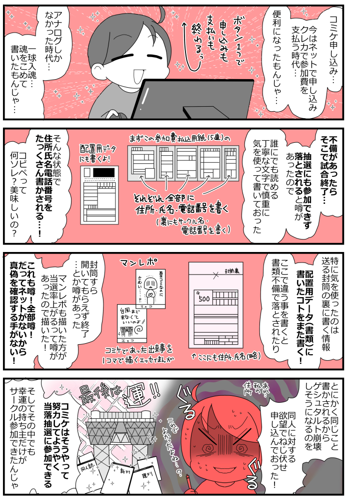 今は昔…コミケ申し込みがアナログオンリーだった時代、何度も同じことを書きまくった… 