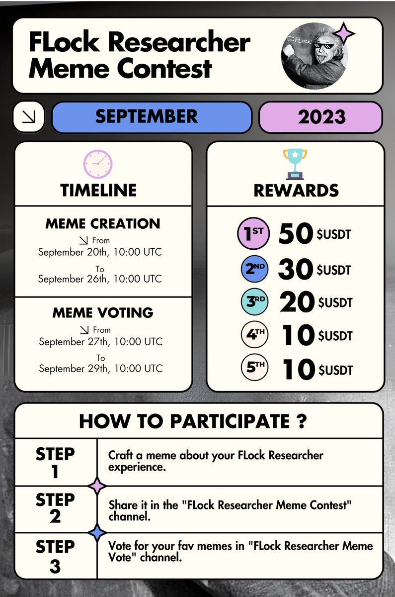 🎨 Web3 creatives, assemble!  

🚀 Showcase your genius in the #FLockResearcher Meme Contest! Share your funniest memes and unique fan art to win big.  

🤝 Join the community NOW: shorturl.at/asQU3