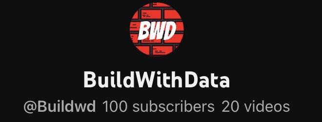 Buildwd's tweet photo. I finally made to 100 subscribers  on @YouTube this week after roughly 8 months of work !!! Next goal: 500 https://t.co/sRlGdNCRw8