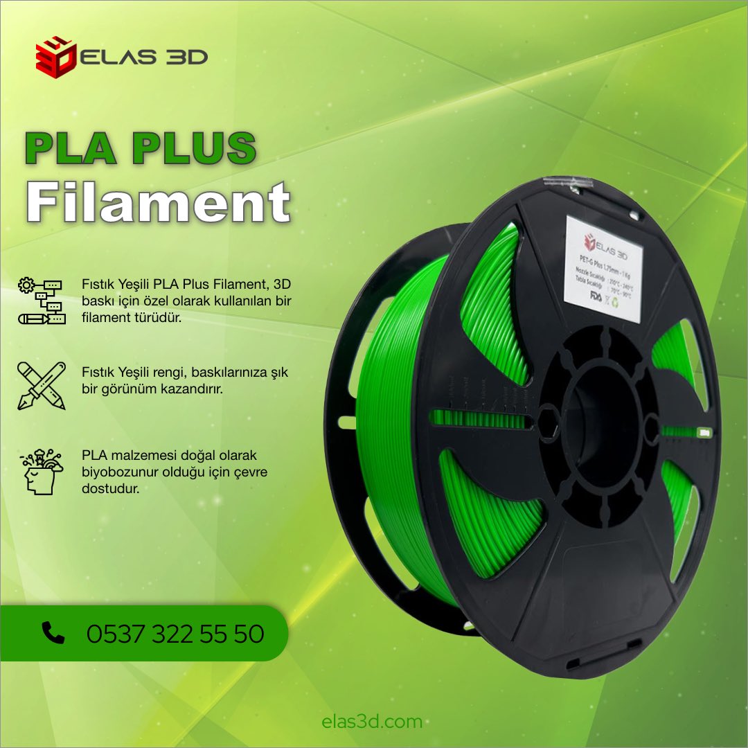 Elas 3D Yeşil PLA Plus Filament

Filamentlerimizle ilgili detaylı bilgi ve satın alma için bizimle iletişime geçebilirsiniz.

📞+905373225550
📩info@elas3d.com
🌐elas3d.com

#elas3d #3dyazıcı #3dprinter #3dbaskı #3dprinting #3d #3dprinted #plaplus #petg #petgplus