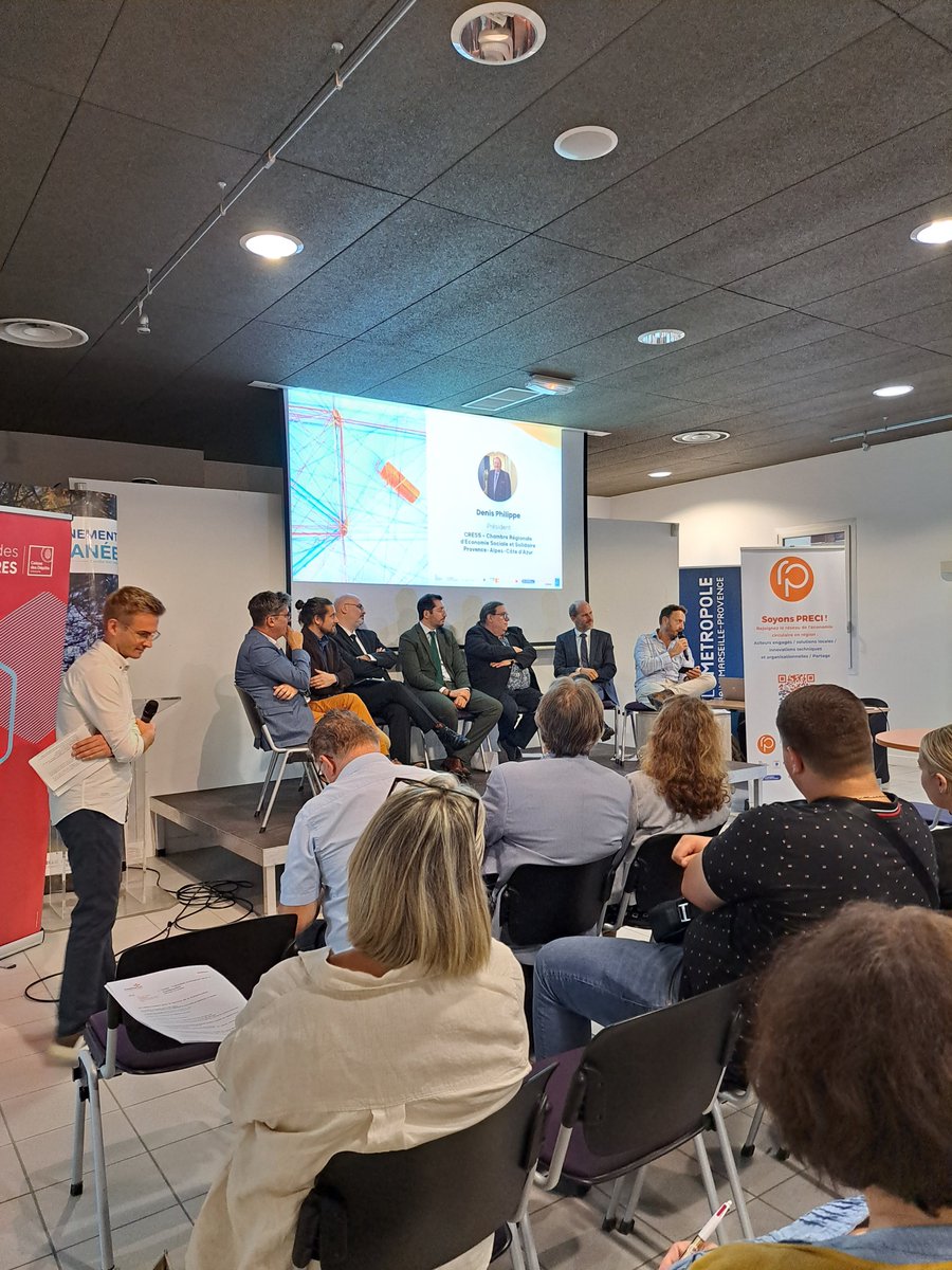 CRESS_sud's tweet image. En direct des 5e Rencontres de la #PRECI. Table ronde institutionnelle avec la prise de parole des partenaires @Prefet13 @ademe @MaRegionSud @BanqueDesTerr @cci_paca  @CMA_PACA  et la @CRESS_sud pour représenter les entreprises de l’#ESS et parler des achats responsables.