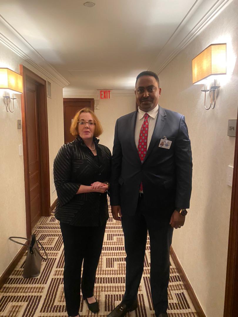 Had good discussion with H.E. Molly Phee, @AsstSecStateAF on the sidelines of #UNGA78 in New York. We shared insights on the pressing need for a harmonised & sustainable solution to the ongoing conflict in the Republic of #Sudan and other regional issues of common concern.