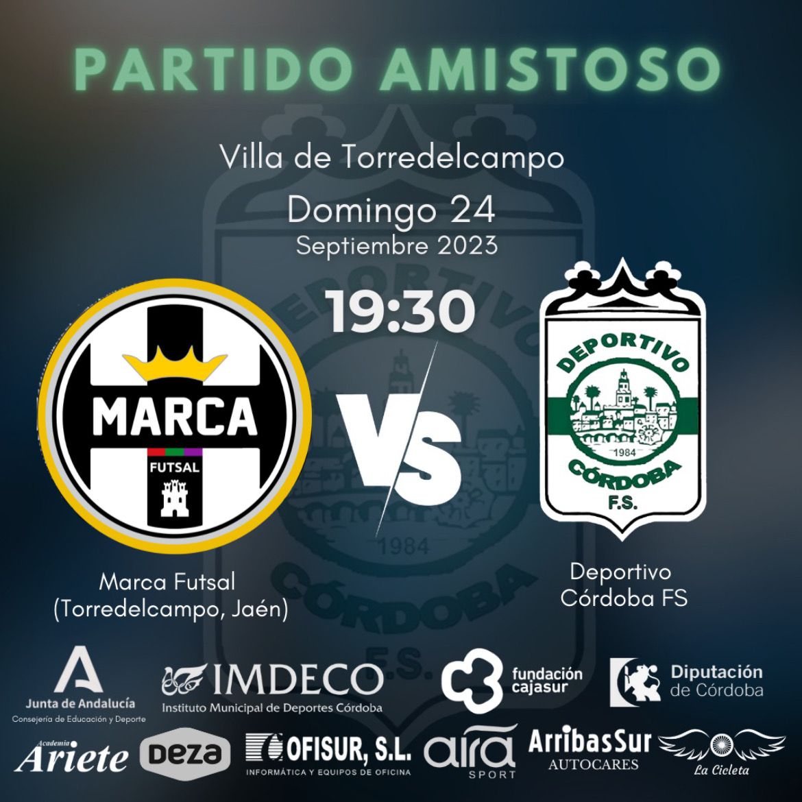 Arranca la pretemporada! 💪

🏆 Partido Amistoso
📆 Domingo 24/09/2023
🕒 19:30
📍 Torredelcampo (Jaén)
🏟 Villa de Torredelcampo
🆚 <a href="/marcafutsal_/">Marca Futsal</a>