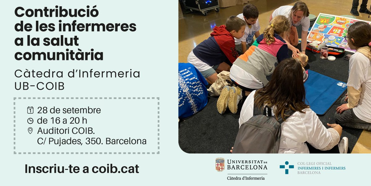 📆 Dijous 28 de setembre
🕙 16-20.00h
🚩 #COIB

Contribució de les infermeres a la #salutcomunitaria! Organitza la <a href="/Catedra_UB_COIB/">Infermeria CàtedraUB-COIB</a>, us hi esperem!

Inscripcions aquí 👇
coib.cat/ca-es/col-legi…
