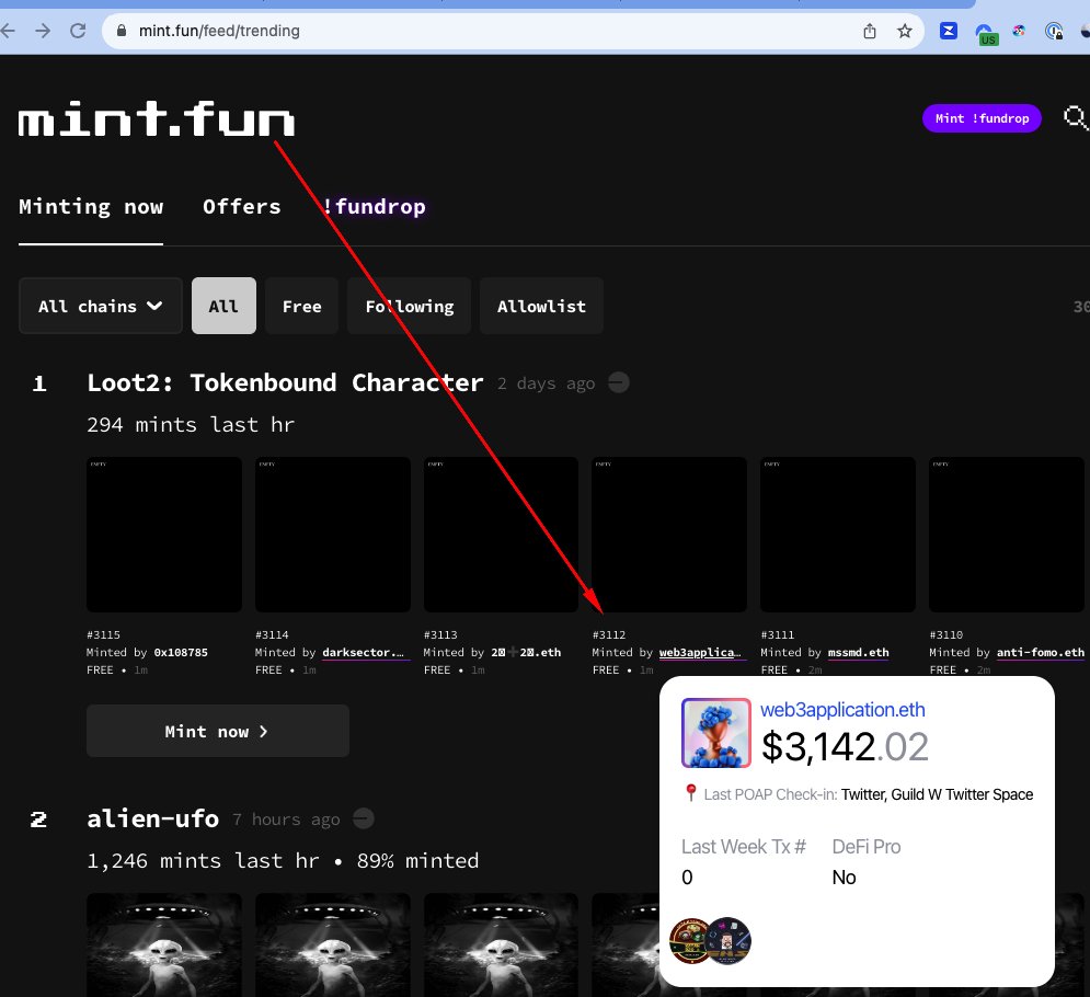 chain_stalker's tweet photo. One more good use case :) Know your minter on @mintdotfun ;) https://t.co/PBEBvPzrSw