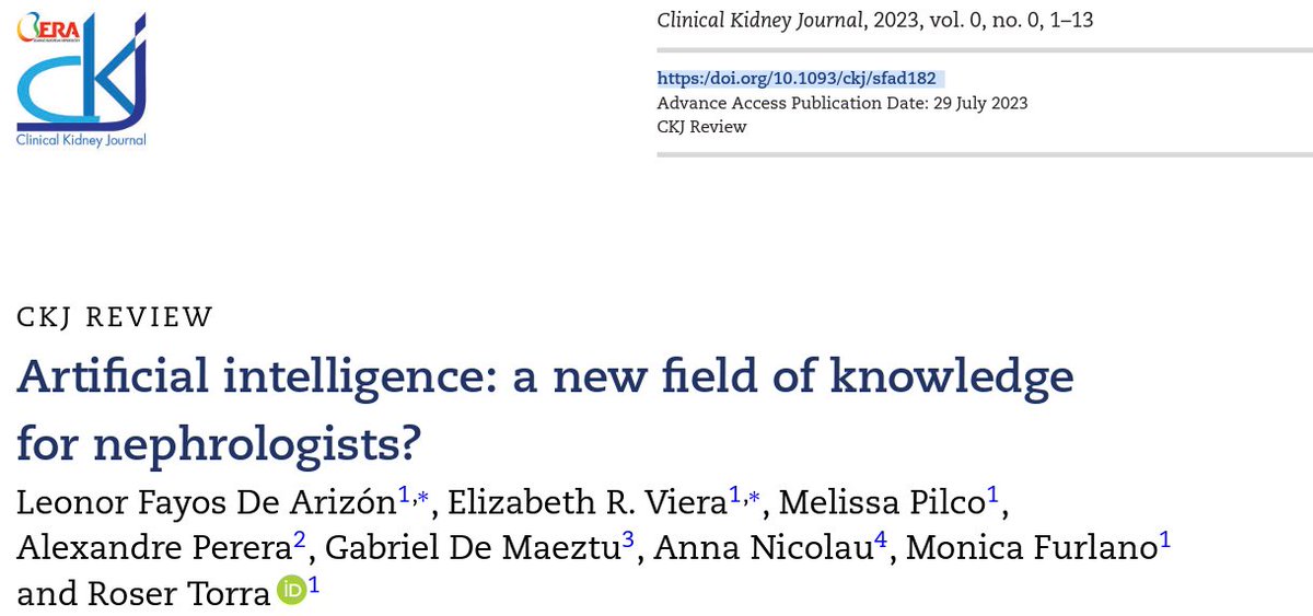 FPuigvert's tweet photo. An amazing article on #ArtificialInteligence👇  
"The potential of #AI in #nephrology is vast, it holds the promise of advancing #PersonalizedMedicine to new levels", Dr. @lfayosarizon

@IIBSantPau @CIBERBBN @iomed_ehr @Neuroelectrics @torra_roser @m_furlano 

#PuigvertInScience https://t.co/naKOFZZ1ZJ